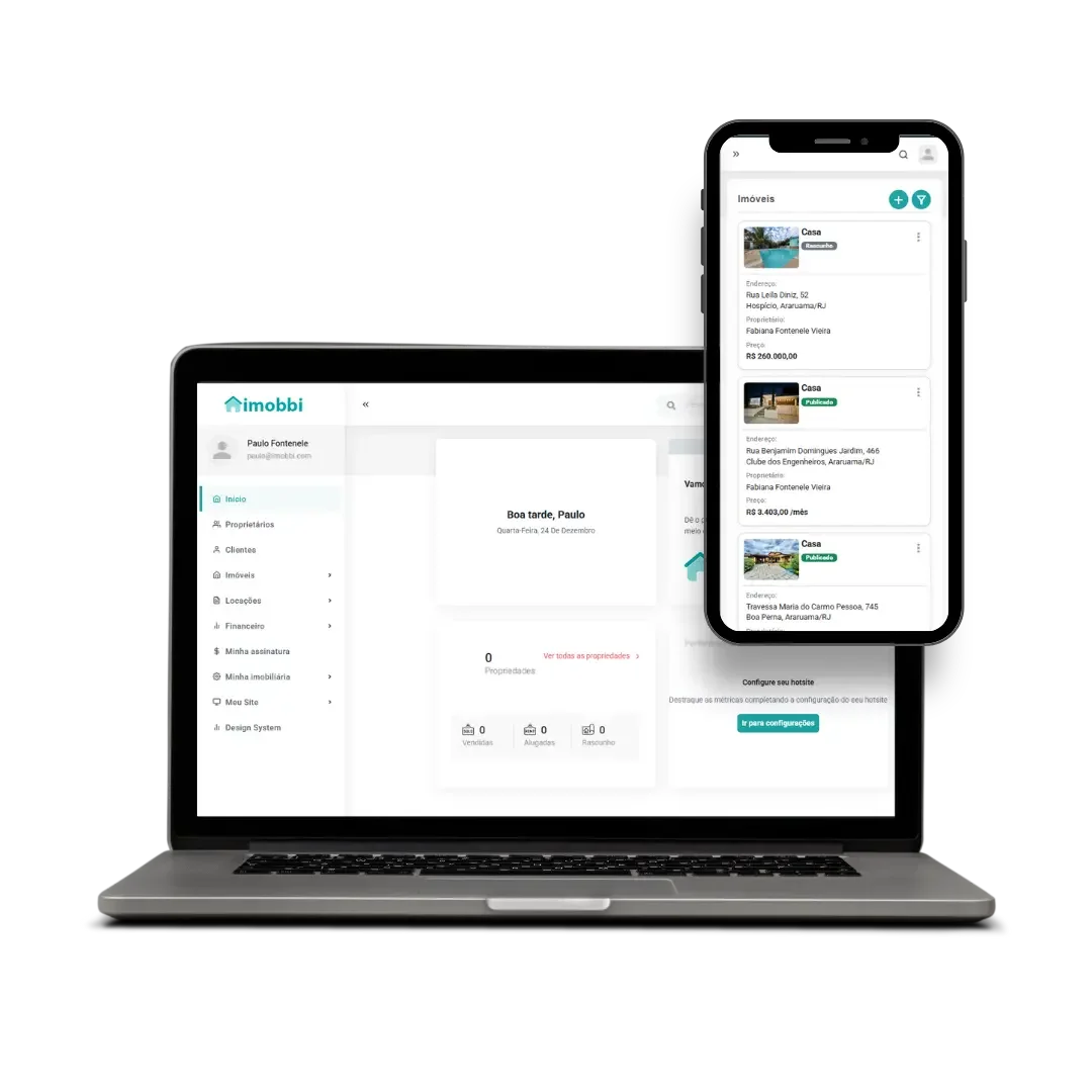 Sistema para imobiliárias Imobbi com dashboard de gestão