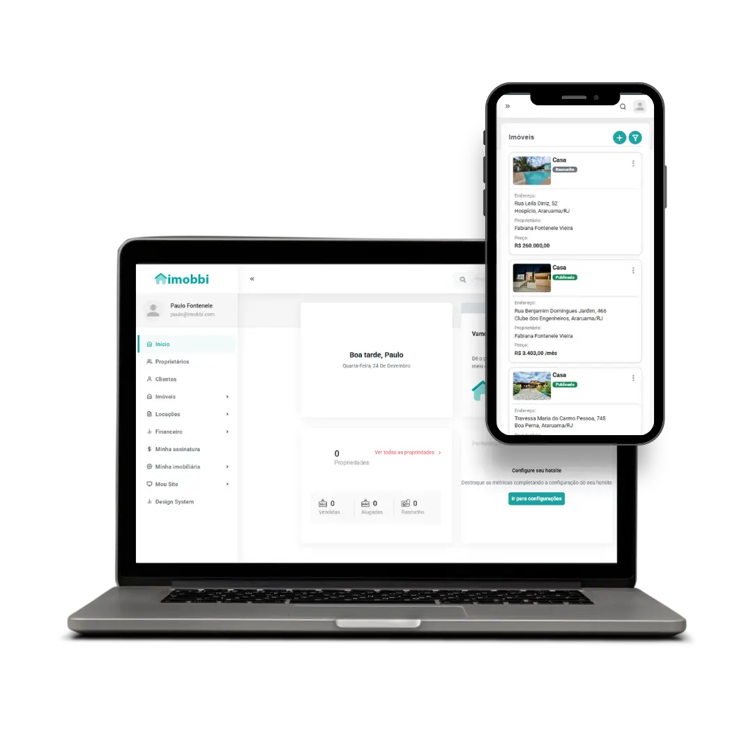 Dashboard do Sistema Imobbi - Interface principal da plataforma